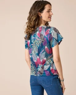 Shirt mit 3D-Blätterdruck