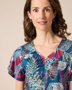 Shirt mit 3D-Blätterdruck