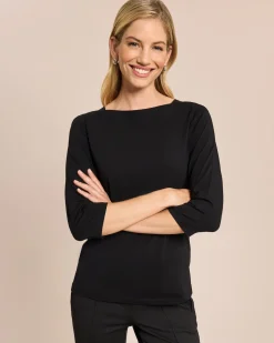 Shirt mit elegantem U-Boot-Ausschnitt