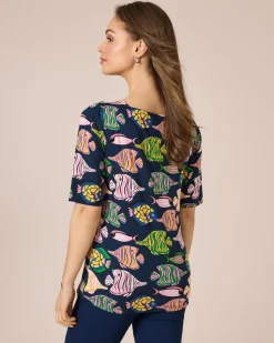 Shirt mit Fische-Druck