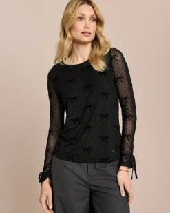 Shirt mit Flockdruck und Schleifen
