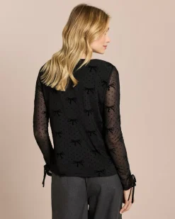 Shirt mit Flockdruck und Schleifen
