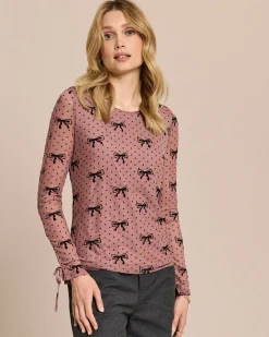 Shirt mit Flockdruck und Schleifen