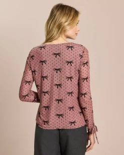 Shirt mit Flockdruck und Schleifen