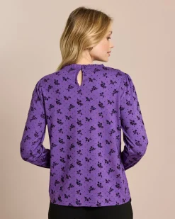 Shirt mit Flockprint und Rüschen