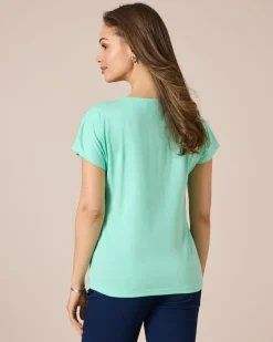Shirt mit Folien-Druck und Pailletten