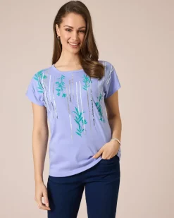 Shirt mit Folien-Druck und Pailletten