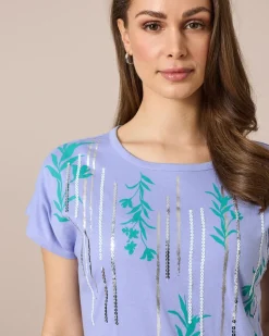Shirt mit Folien-Druck und Pailletten