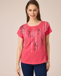 Shirt mit Folien-Druck und Pailletten