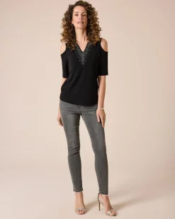 Shirt mit Glitzer Cut Out