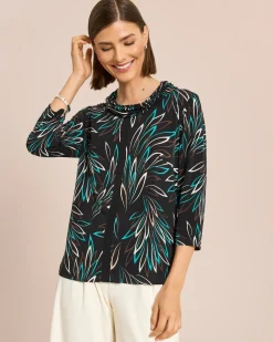 Shirt mit halsfernem Rollkragen