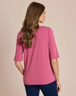 Shirt mit langem Halbarm und Umschlag