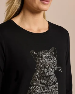 Shirt mit Leoparden-Strassprint