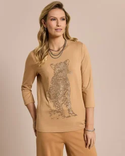 Shirt mit Leoparden-Strassprint