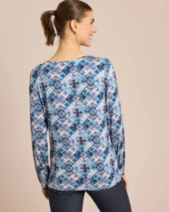 Shirt mit Mosaik-Druck, Rundhals