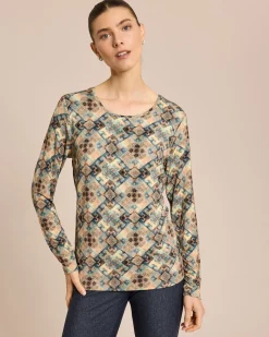 Shirt mit Mosaik-Druck, Rundhals