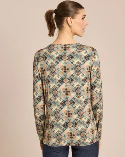 Shirt mit Mosaik-Druck, Rundhals