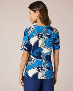 Shirt mit Ornament- und Rosendruck