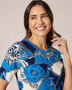 Shirt mit Ornament- und Rosendruck