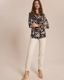 Shirt mit Punkte-Blumen und 3D-Druck