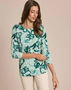 Shirt mit Punkte-Blumen und 3D-Druck