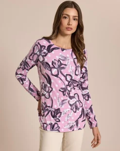 Shirt mit Punkte-Blumen und 3D-Druck