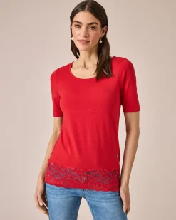 Shirt mit Spitze, Doppelpack