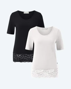 Shirt mit Spitze, Doppelpack