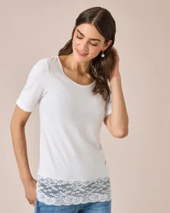 Shirt mit Spitze, Doppelpack