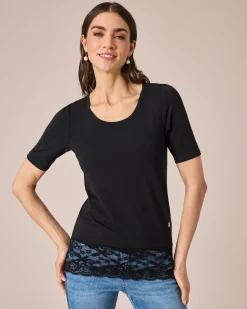 Shirt mit Spitze, Doppelpack