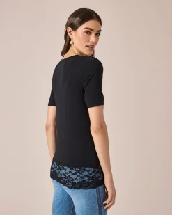 Shirt mit Spitze, Doppelpack