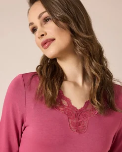 Shirt mit Spitzenbesatz