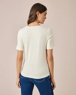 Shirt mit Spitzenbesatz