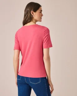 Shirt mit Spitzenbesatz