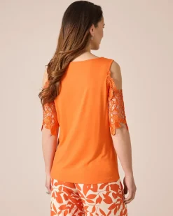 Shirt mit Spitzenärmel