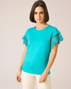 Shirt mit Spitzenärmeln
