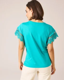 Shirt mit Spitzenärmeln