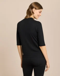 Shirt mit Spitze und Stehkragen