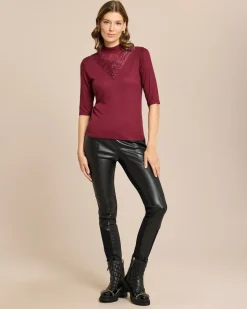 Shirt mit Spitze und Stehkragen