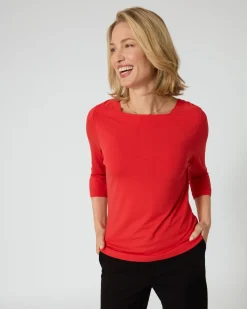 Shirt mit U-Boot-Ausschnitt
