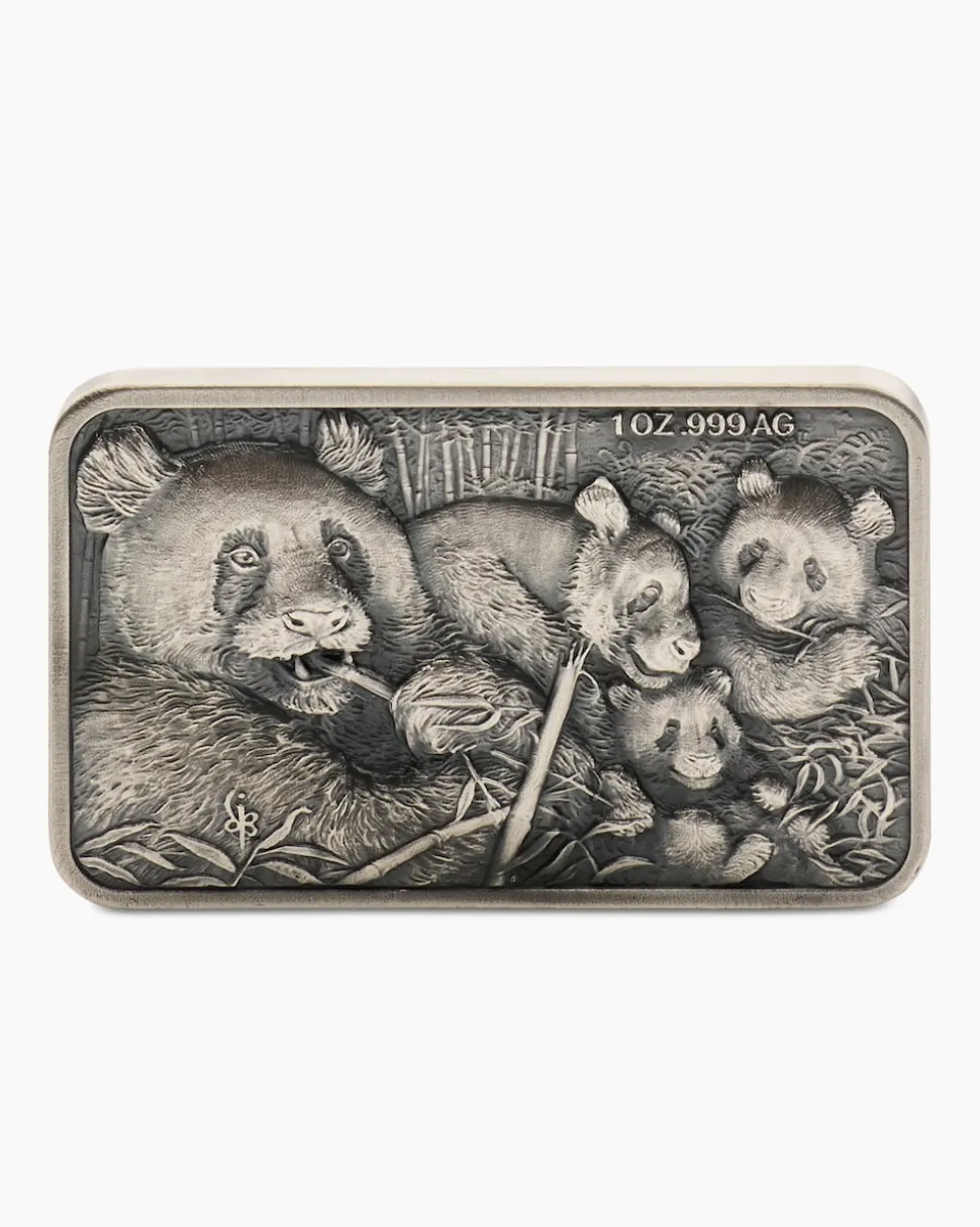 Silbermünze de Greef Pandafamilie
