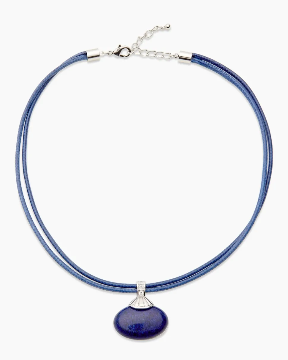 Stein-Collier mit Textilband