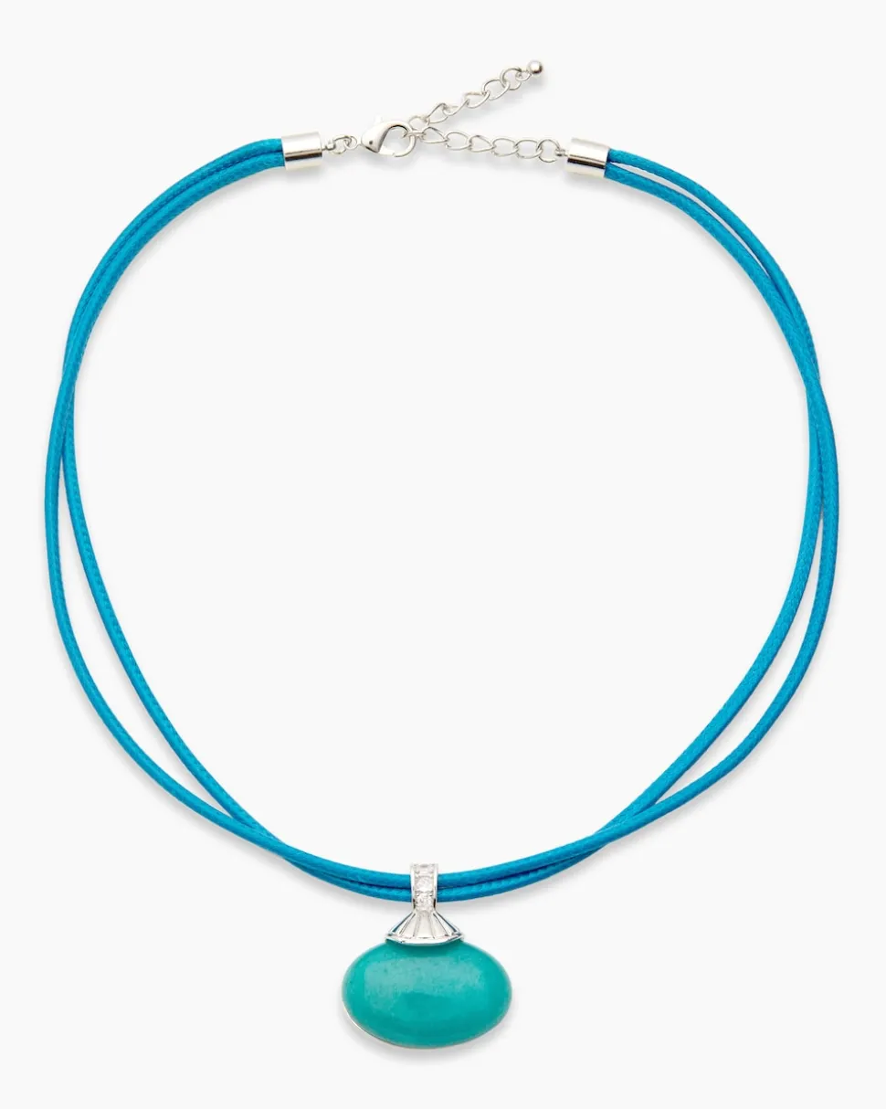 Stein-Collier mit Textilband