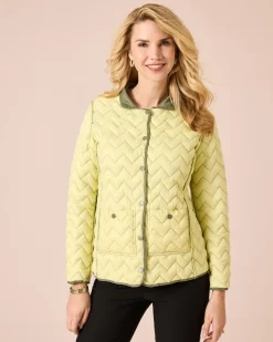 Steppjacke mit kontrastfarbigem Futter