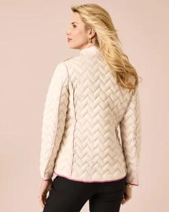 Steppjacke mit kontrastfarbigem Futter
