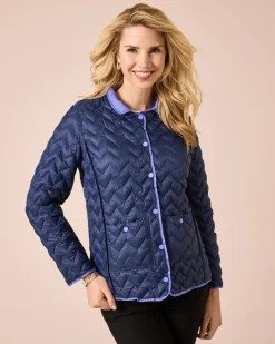 Steppjacke mit kontrastfarbigem Futter