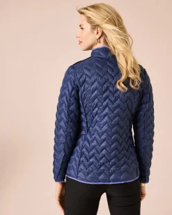 Steppjacke mit kontrastfarbigem Futter