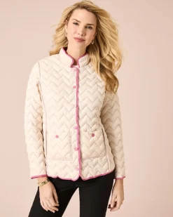 Steppjacke mit kontrastfarbigem Futter