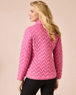 Steppjacke mit kontrastfarbigem Futter