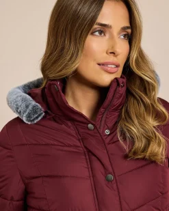 Steppjacke mit Webpelz-Kapuze